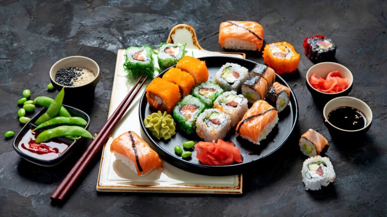 Sushi assortment -. Japanese traditional luxury meal.